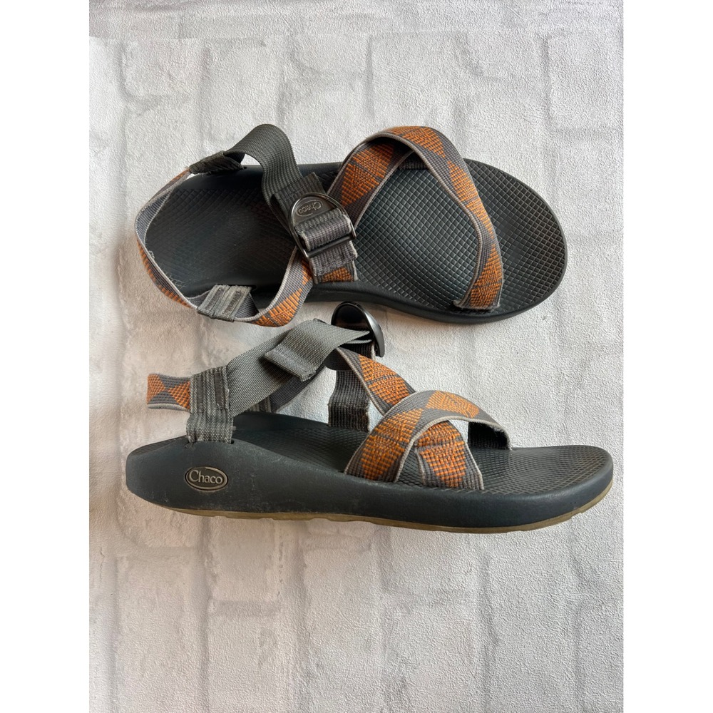 Chaco Z1 Classic Mens Sandals Grey Orange Straps Outdoor Hiking 13 gorpcore